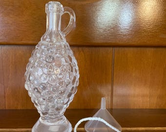 Vintage Lefton Glass Bottle: Bubble Design, Stopper & Wick (6.5 Inch)