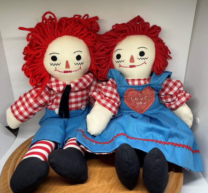 Vintage Raggedy Ann and Andy Dolls Handmade Set of Two | Etsy