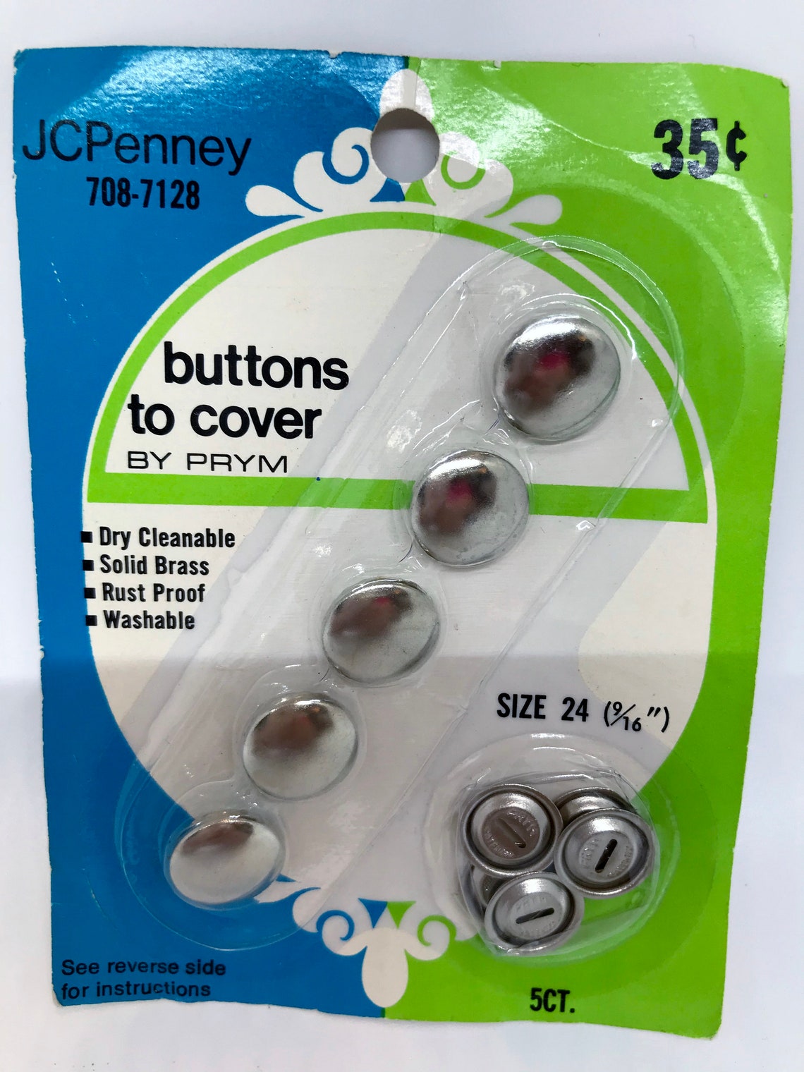 Vintage Prym Buttons to Cover 5 Count Size 24 Size 9/16 Etsy