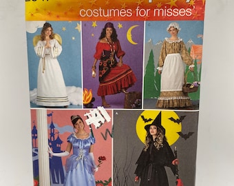 Simplicity 2847 Costume Sewing Pattern: Angel, Witch, Princess, Gypsy, Pioneer (XS-L)