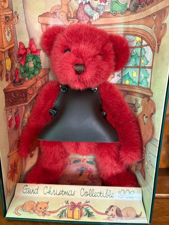 Gund Yulebeary: 1992 Christmas Collectible Red Plush Teddy Bear - Etsy