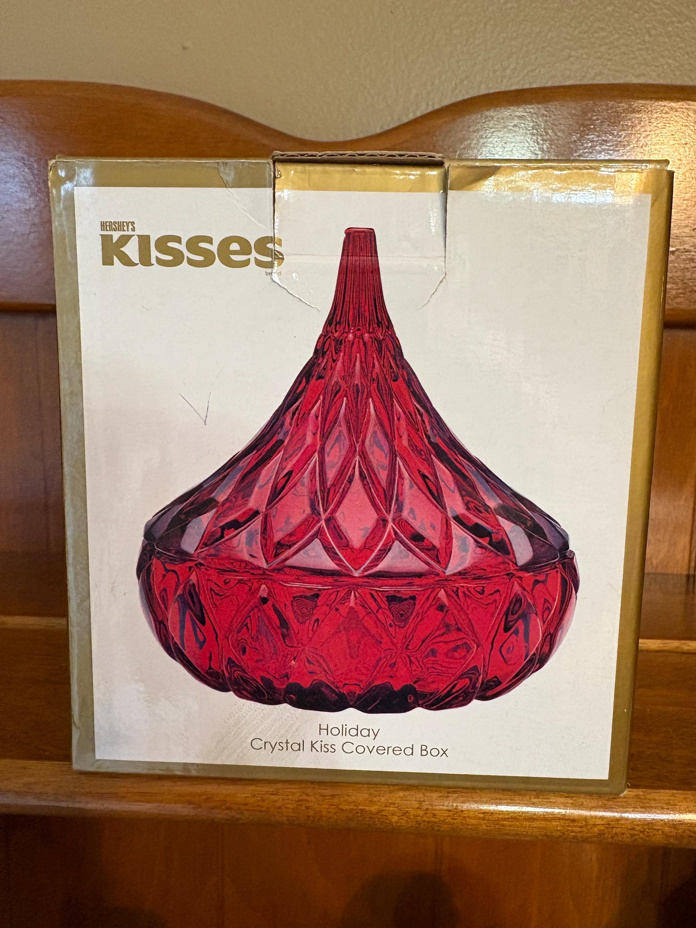 Vintage Godinger Crystal Hershey Kiss Dish - Red Covered Candy Box