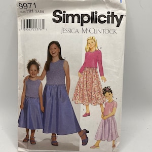 Simplicity Sewing Pattern - 9971 - Jessica McClintock - Childs and Girls Skirt and Top - Size HH 3, 4, 5, 6 - 12 Pieces - Skirt in 2 Lengths