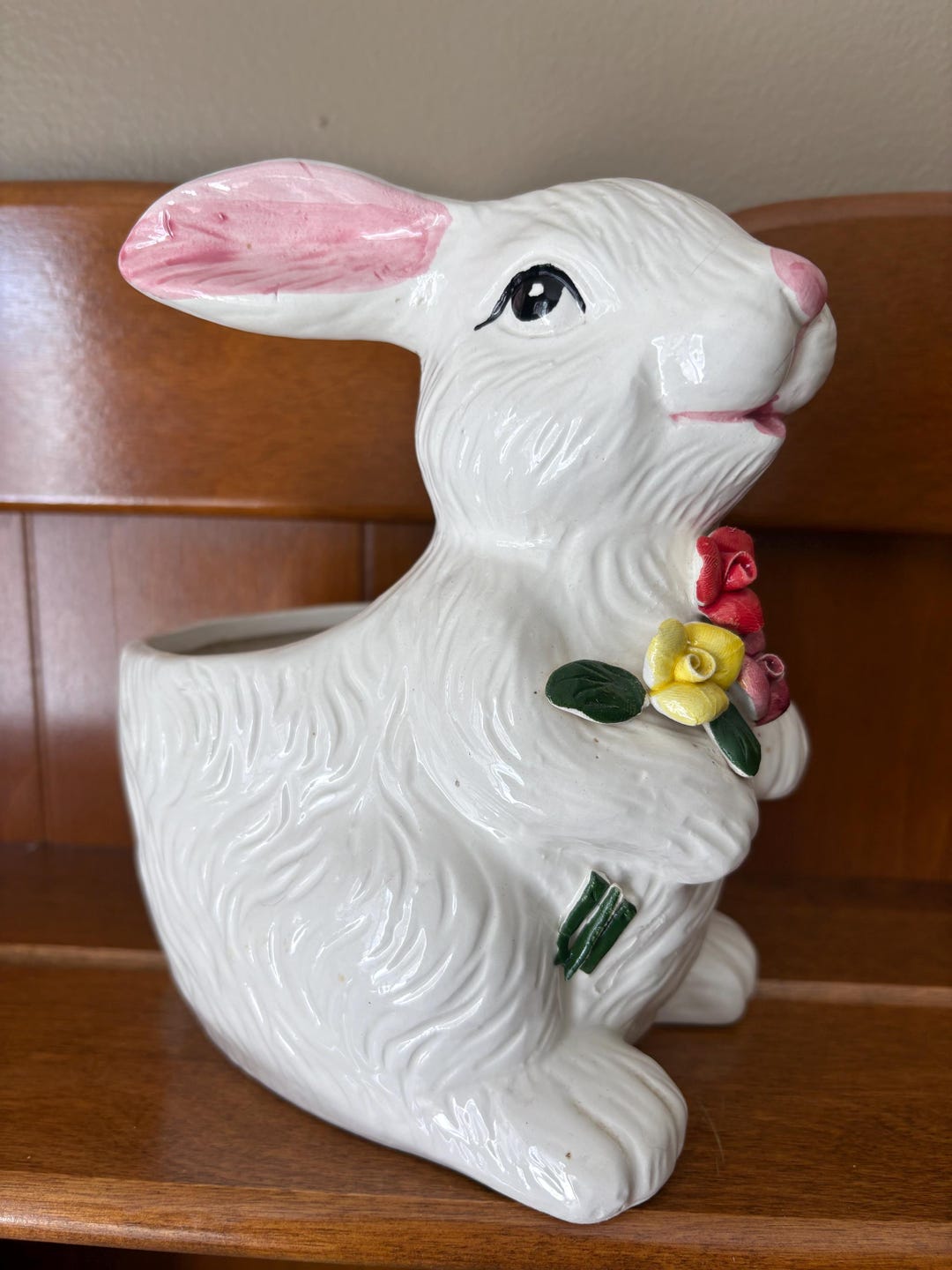 Vintage Bloom-rite Ceramic Bunny Planter – Rabbit With Flowers - Etsy