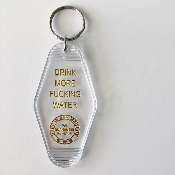 Motel Key Tag | Vintage Style Key Tag | Drink More Water Motel Key Tag | Retro Inspired Key Tag | Hotel Key Tag | Motel Keychain