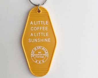 Motel Key Tag | Vintage Style Key Tag | Coffee and Sunshine Motel Key Tag | Retro Inspired Key Tag | Hotel Key Tag | Motel Keychain
