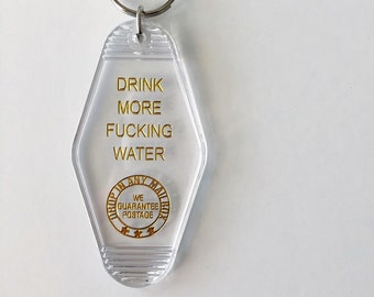 Motel Key Tag | Vintage Style Key Tag | Drink More Water Motel Key Tag | Retro Inspired Key Tag | Hotel Key Tag | Motel Keychain