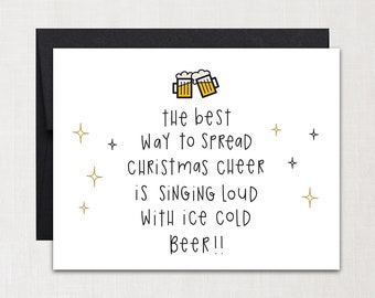 Funny Christmas Card - Funny Holiday Card - Funny Christmas Card - Cheer with Beer - Christmas Spirit - Christmas Cheer