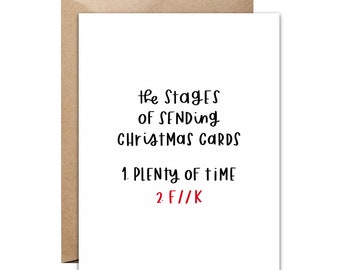 Funny Christmas Card - Funny Holiday Card - Stages of Sending Christmas Cards