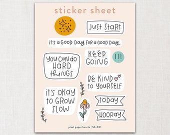 Sticker Sheet - Keep Going | planner stickers, calendar, journal stickers, scrapbooking, bullet journaling, sticker doodles, motivation