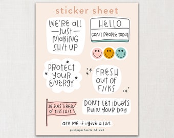 Sticker Sheet - Protect Your Energy | planner stickers, calendar, journal stickers, scrapbooking, bullet journaling, sticker doodles