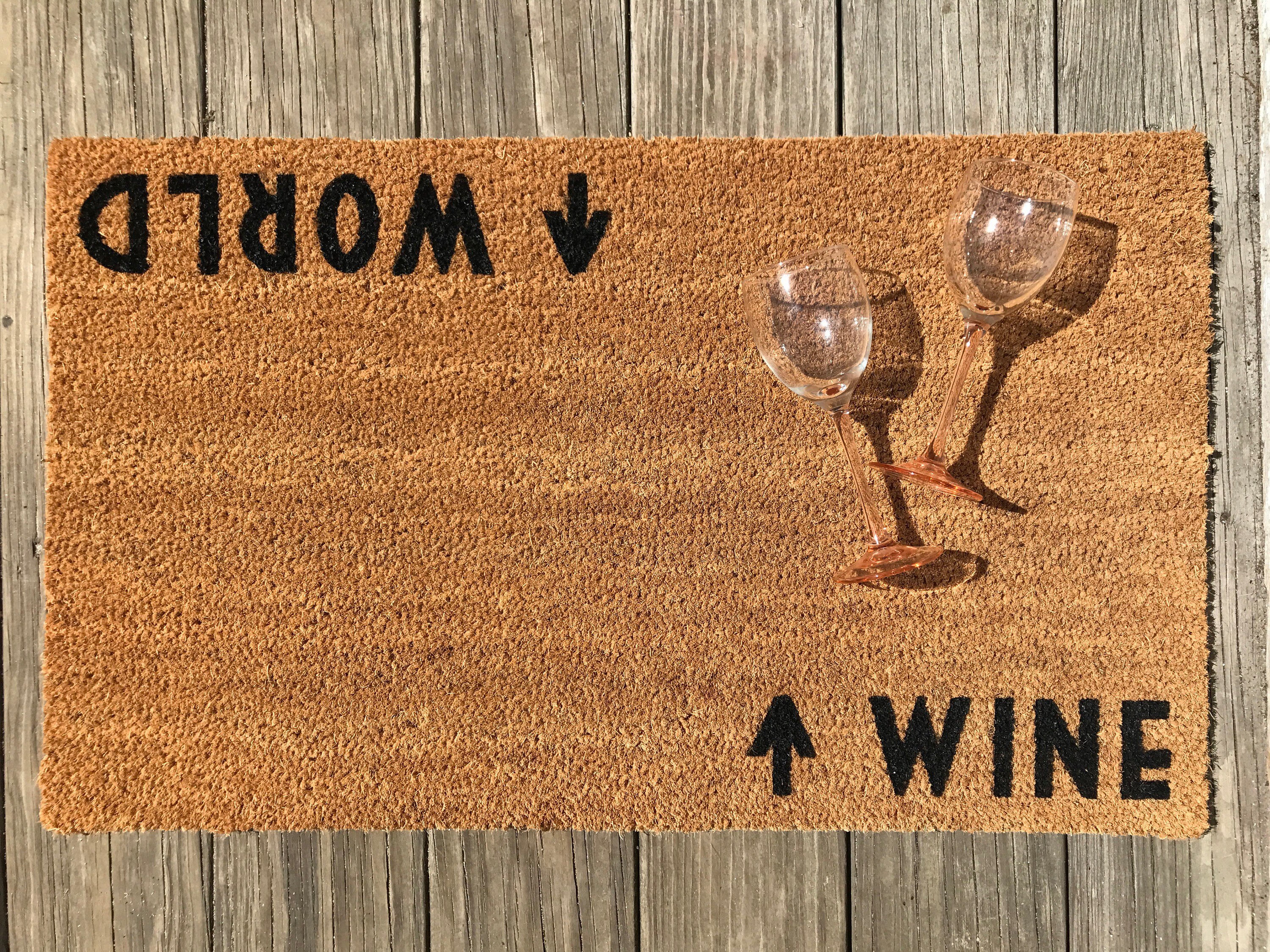 Wine / World © Door Mat doormat Perfect Housewarming Gift Etsy