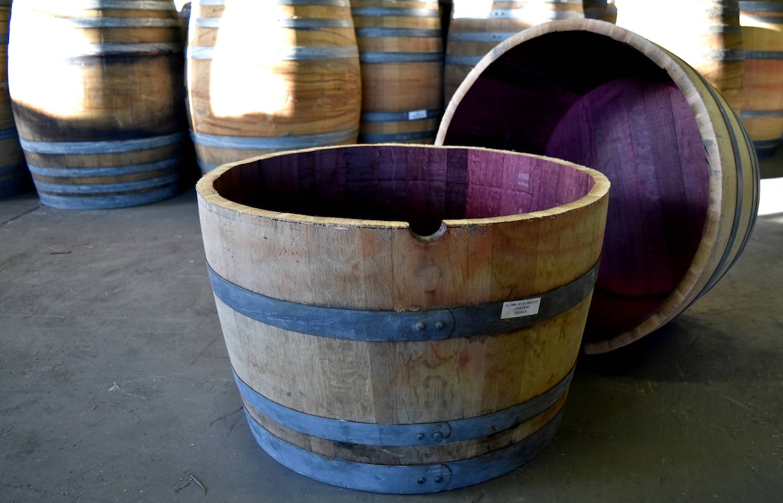 LOCAL PICKUP ONLY Half Wine Barrel Planter Made From Napa Etsy
