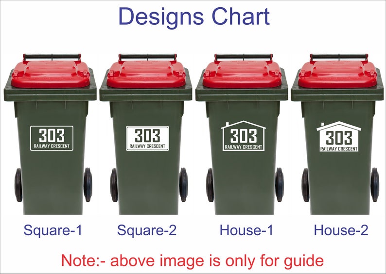 Wheelie Bin Sign house number street name Decal Rubbish