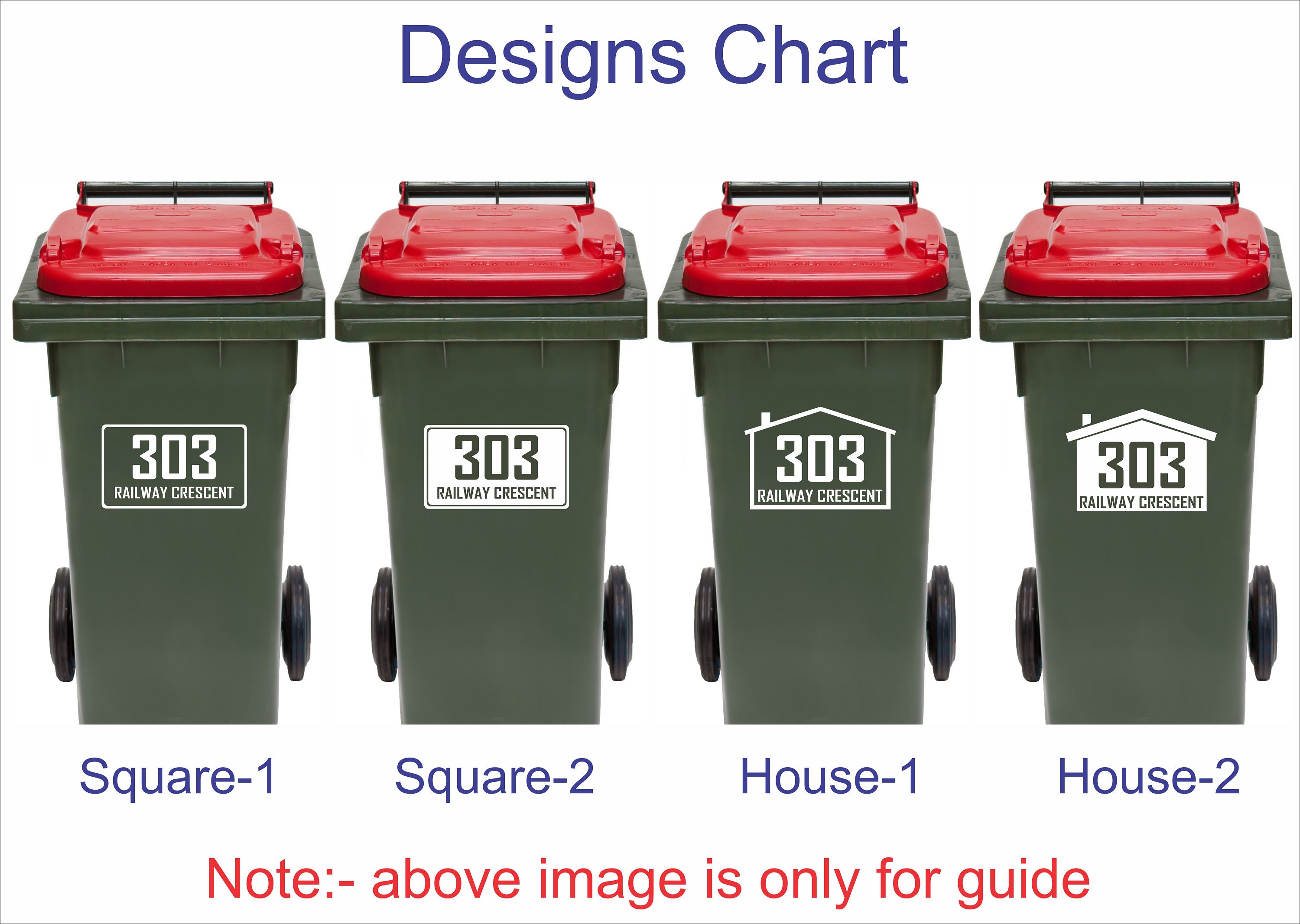 Wheelie Bin Sign House Number Street Name Decal Rubbish Bin Sticker