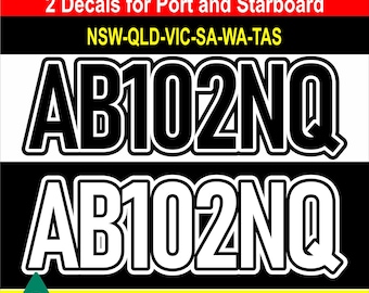 Boat Registration Number Stickers – 150mm Rego Signs, 2 Decals for Port/Starboard
