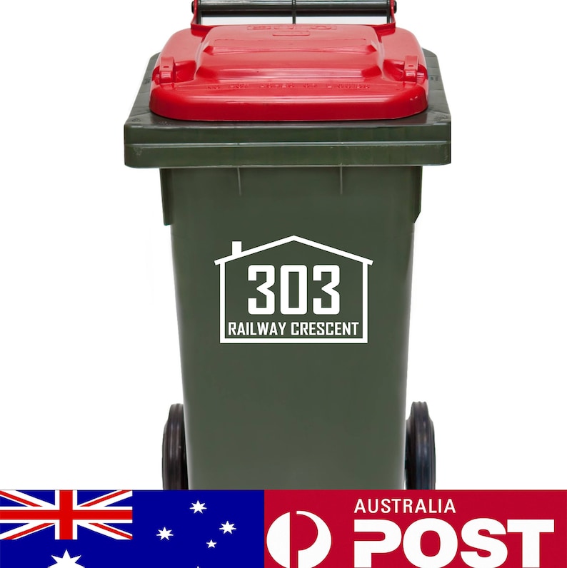 Wheelie Bin Sign House Number Street Name Decal Rubbish Bin Sticker Etsy Australia