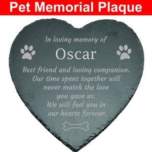 Personalized Pet Memorial Plaque, Heart Shaped Slate Grave Marker, Custom Headstone Funeral Remembrance for Pet, Dog, Cat, Horse
