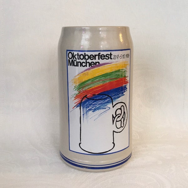 Vintage 1986 Oktoberfest Beer Stein Mug Munchen Munich Germany, Waltraud Sappl, Hohr-Grenzhausen, Rastal