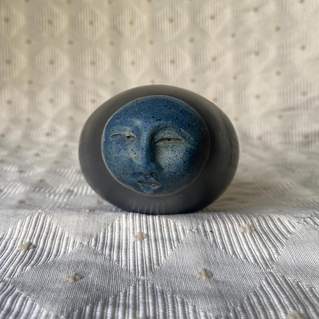 Deva Spirit Rattle Nan Emmett Shaker Face Pottery Rattle, Deva Spirit Rattle, Blue and ...