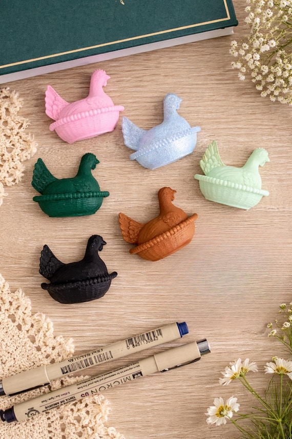 Set of 6 Hen on Nest Magnets – Vintage Farmhouse Chicken Kitchen Decor