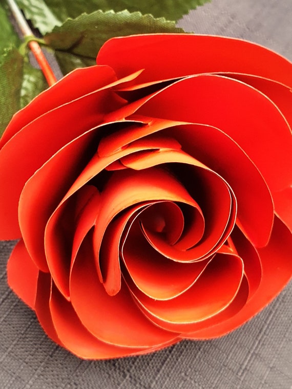 Single Handcrafted Artificial Metal Roses made from recycled aluminium