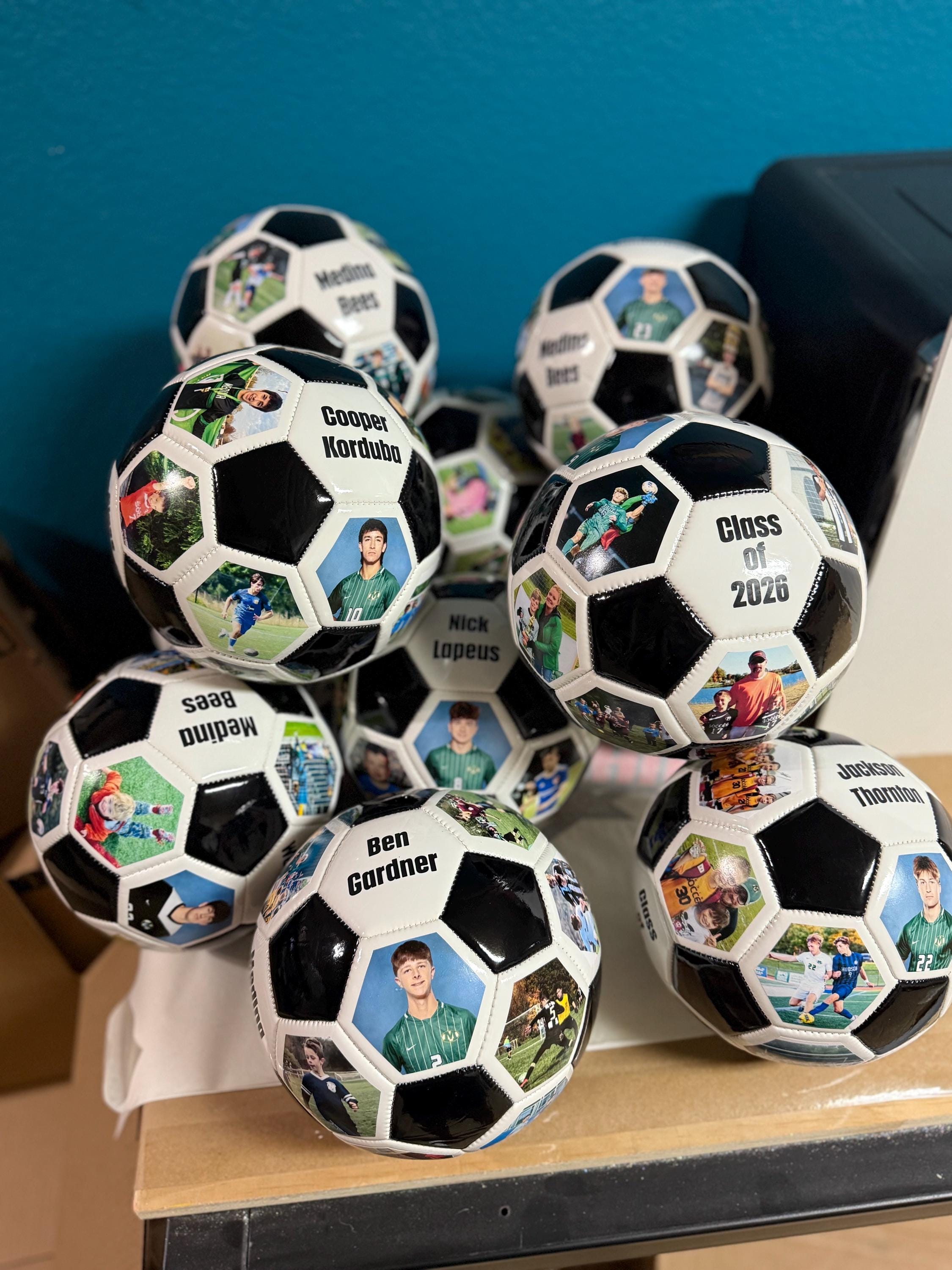 Ballon De Football Personnalisable Avec Photo/text - Taille 5, Cuir PU, Idéal Cadeau Pour Fan De Foot - 5