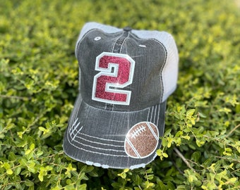 Gameday Sports Mom Hat: Glitter Number, Customizable Trucker Cap