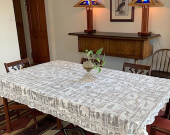 Ivory Lace Tablecloth, Woodland Animals, 8307 T