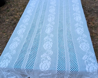 Toalha de mesa de renda de crochê branca, para casamento, 8359 T
