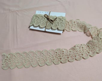 Guarnição de renda vintage cru de 2 1/2 polegadas, para casamentos e artesanato, T9