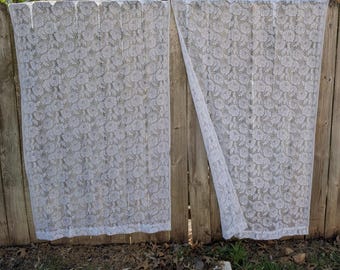Par de cortinas de renda branca, 3229 CPR