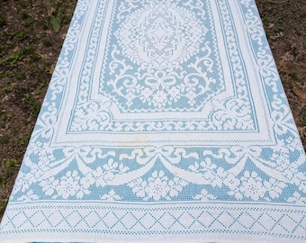 Toalha de mesa vintage em renda de algodão marfim, 48 x 64