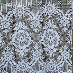 3053 C Ornate White Lace Short Curtain, 54 x 24