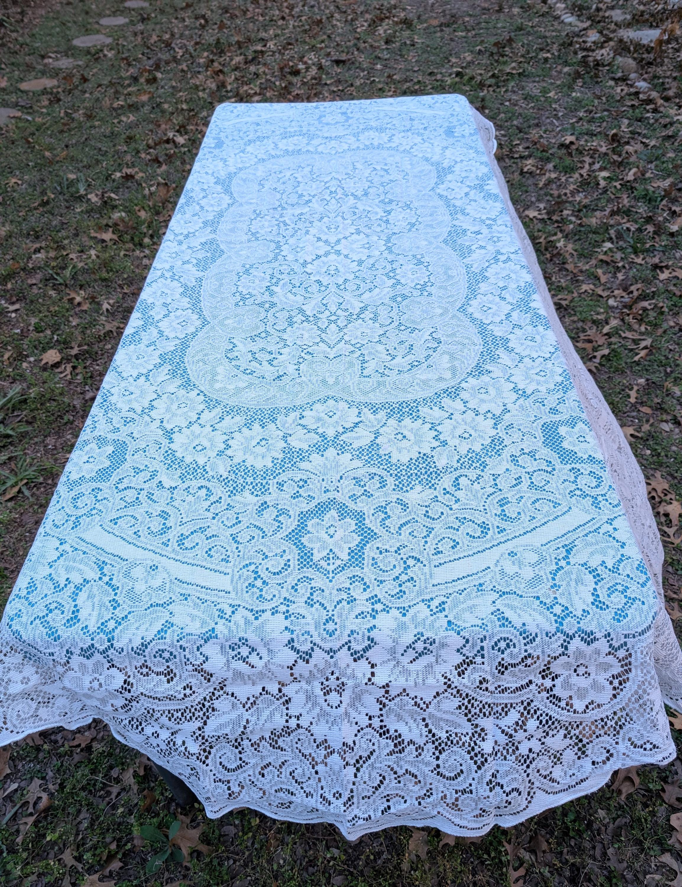 ヴィンテージ　クエーカーレース テーブルクロス（特大） Quaker lace tablecloth - Etsy 日本