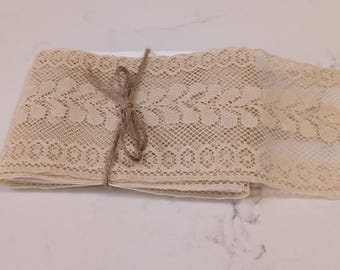 Guarnição de renda vintage cru de 10 cm (4 polegadas), para casamentos e artesanato, T1