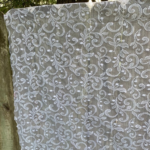 Annual HOLIDAY SALE ***Was 7.00 Now 6.00*** 322 F White Lace Fabric Wedding, Christmas, Reuse, 40 x 160