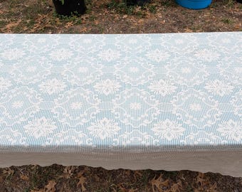 Toalha de mesa de renda branca com padrão de cestaria, 8369 T