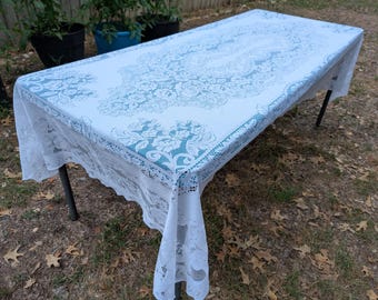 Toalha de mesa de renda branca floral para banquete, 8367 T