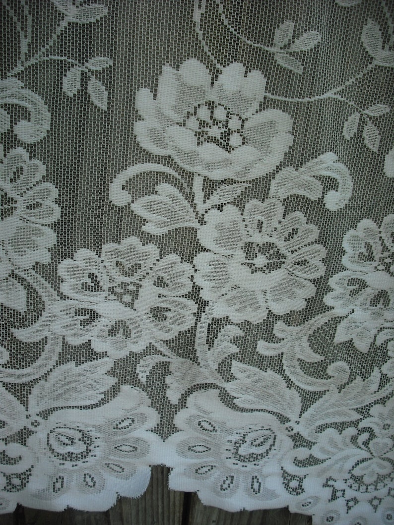 108 x 72 HOLIDAY SPECIAL  ***Was 32.00 Now 27.00 *** 2214  CPR Pair of Vintage Ivory Lace Floral Curtain Panel Shabby Chic