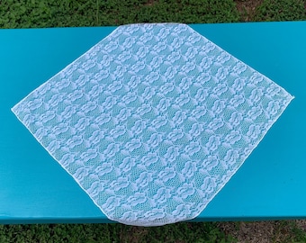 Small Off White Lace Tablecloth, Floral Wedding Cover 8305 T