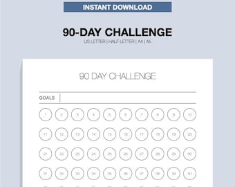 90 Day Challenge Tracker, Goal Setting, Progress Tracker / Instant Download, Printable Log, Minimalist Design
