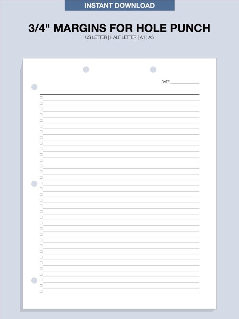 Blank Checklist Template Printable, A4/a5/letter/half, Instant Download ...