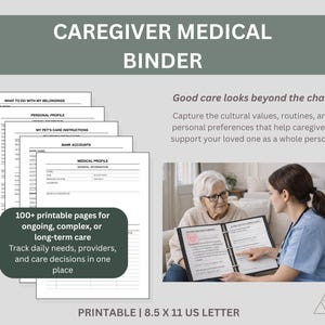 Caregiver Medical Binder | Organizer for Aging Parents, Health Records (PDF Download)