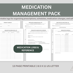 May include: A Medication Management Pack with printable logs for organising prescriptions, schedules, medication changes, and safety. The pack includes logs for primary pharmacy, medication administration, side effects, and a medication schedule. The pack is 21.6 x 27.9 cm.