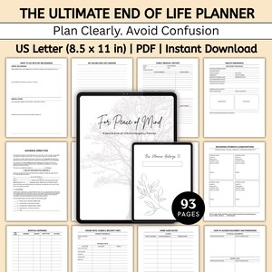 End of Life Planner Printable PDF – Emergency Binder, Legacy Organizer, Estate Planning Kit