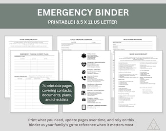 Family Emergency Planning Binder, Printable PDF