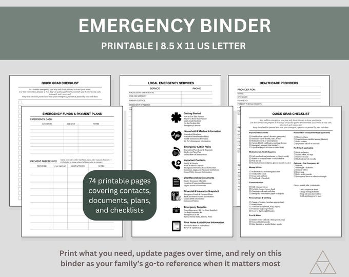Family Emergency Binder Printable | Emergency Planning PDF | Home ...