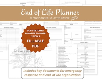 End-of-Life & Emergency Planner – 57-Page Fillable PDF, Estate Organizer