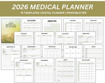 Medicinsk planerare 2026 | 75-sidig utskrivbar och digital hälsoplanerare